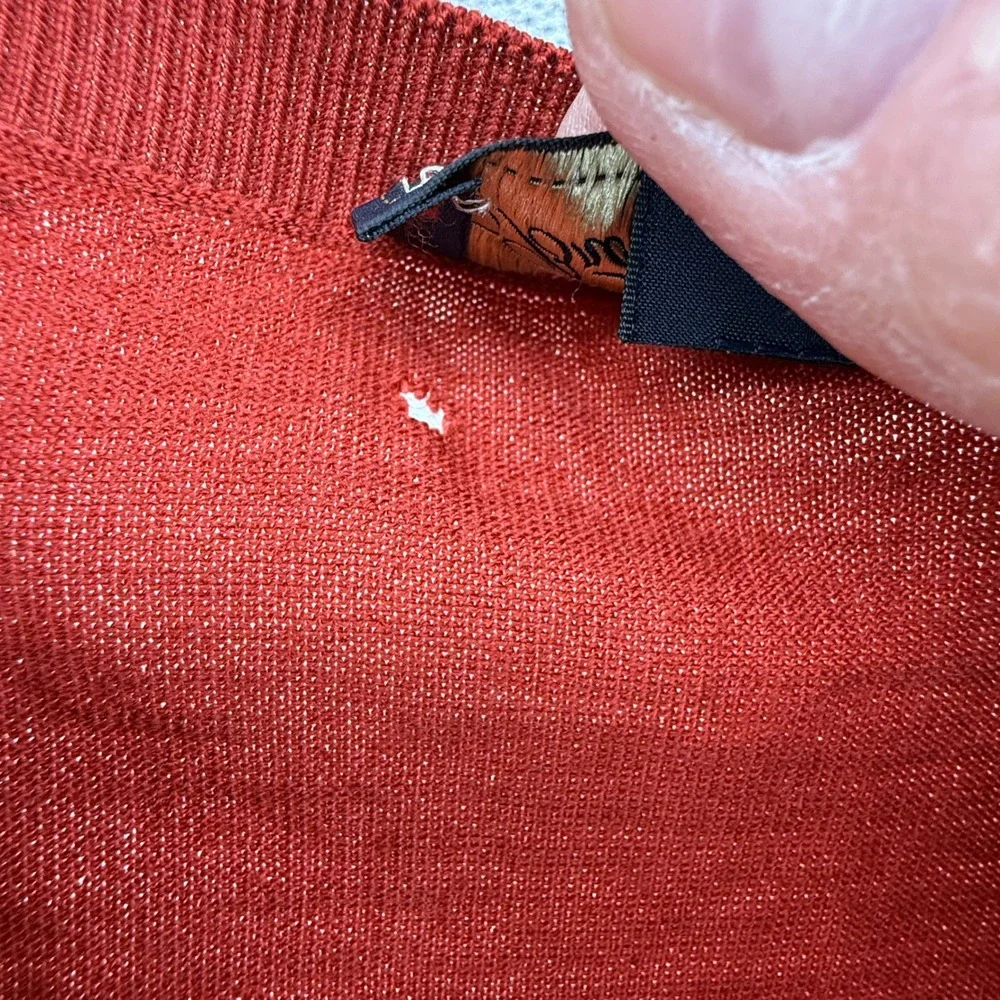 Brooks Brothers‎ Mens Wool V-Neck Sweater Large Terracotta Red Made in Italy